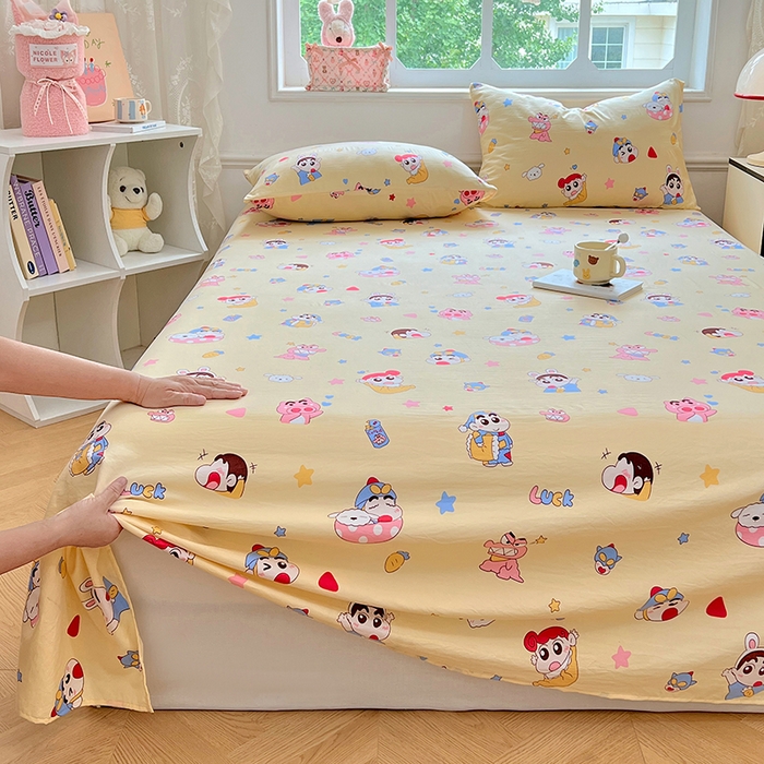 91家纺网 家纺一手货源 找家纺 优尚佳生活馆 2025新款亲肤水洗棉印花床单单品床单单件单床单 床单款-快乐小新