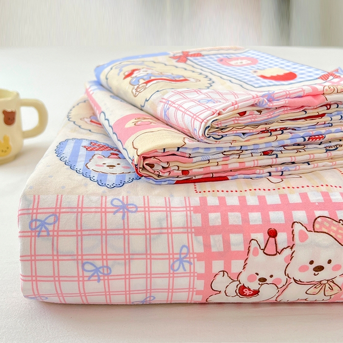 91家纺网 家纺一手货源 找家纺 优尚佳生活馆 2025新款亲肤水洗棉印花床单单品床单单件单床单 床单款-甜宠派对