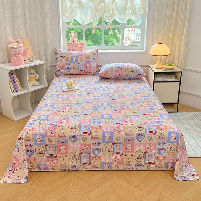 91家纺网 家纺一手货源 找家纺 优尚佳生活馆 2025新款亲肤水洗棉印花床单单品床单单件单床单 床单款-甜宠派对