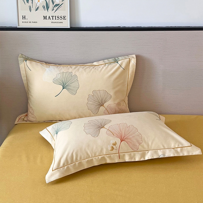 91家纺网 家纺一手货源 找家纺 帛美家纺 2025年新款加厚纯棉全棉磨毛印花四件套 一叶知秋