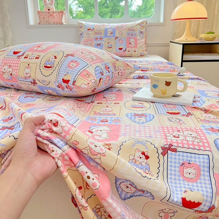 91家纺网 家纺一手货源 找家纺 优尚佳生活馆 2025新款亲肤水洗棉印花床单单品床单单件单床单 床单款-甜宠派对