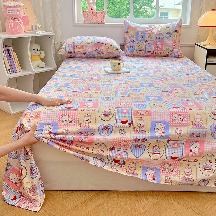 91家纺网 家纺一手货源 找家纺 优尚佳生活馆 2025新款亲肤水洗棉印花床单单品床单单件单床单 床单款-甜宠派对