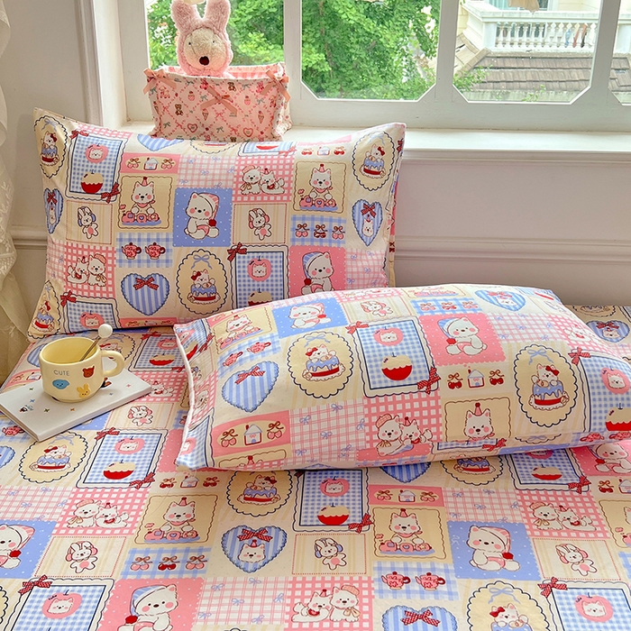 91家纺网 家纺一手货源 找家纺 优尚佳生活馆 2025新款亲肤水洗棉印花床单单品床单单件单床单 床单款-甜宠派对