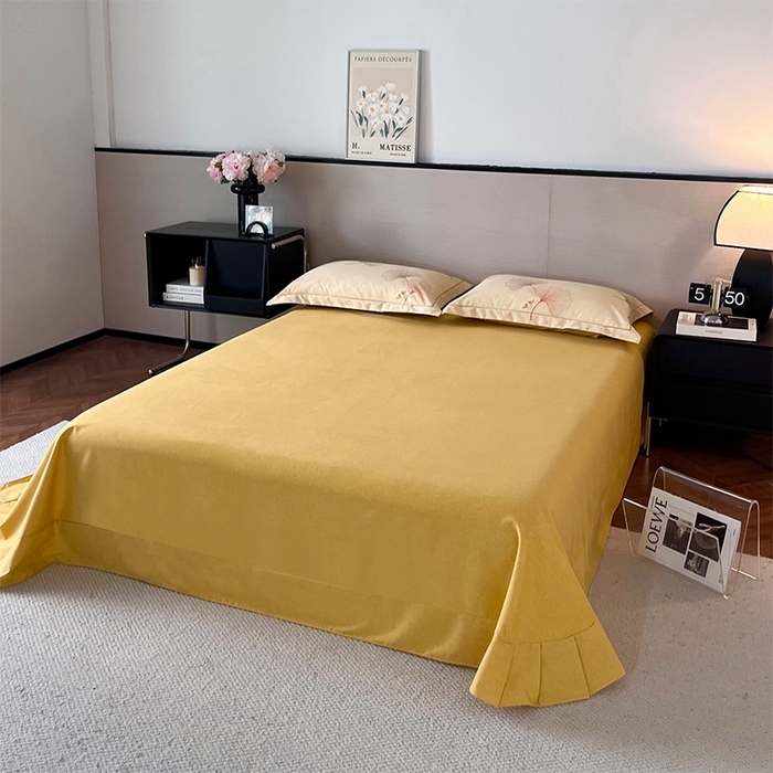 91家纺网 家纺一手货源 找家纺 帛美家纺 2025年新款加厚纯棉全棉磨毛印花四件套 一叶知秋