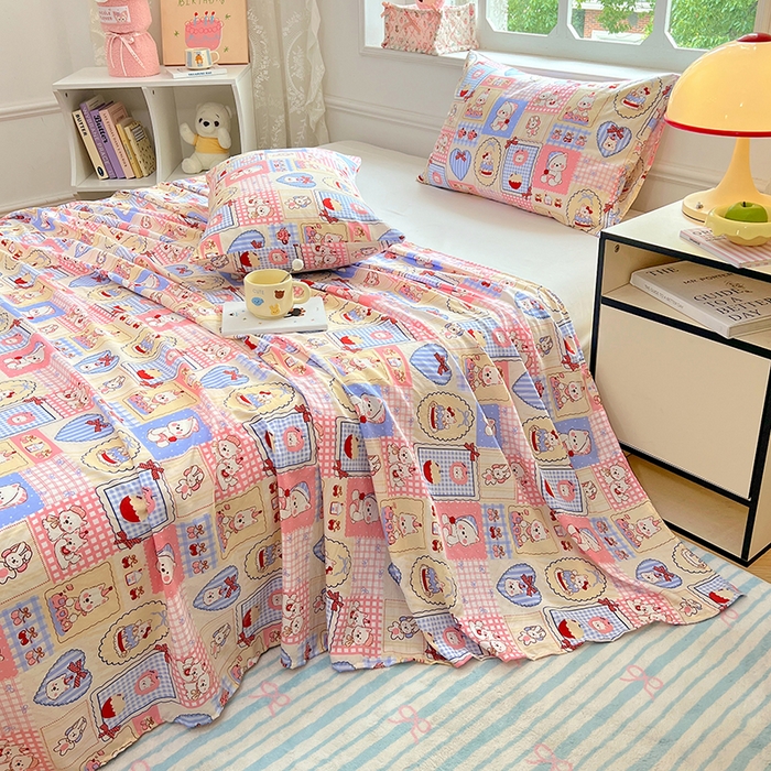 91家纺网 家纺一手货源 找家纺 优尚佳生活馆 2025新款亲肤水洗棉印花床单单品床单单件单床单 床单款-甜宠派对