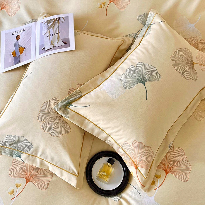 91家纺网 家纺一手货源 找家纺 帛美家纺 2025年新款加厚纯棉全棉磨毛印花四件套 一叶知秋