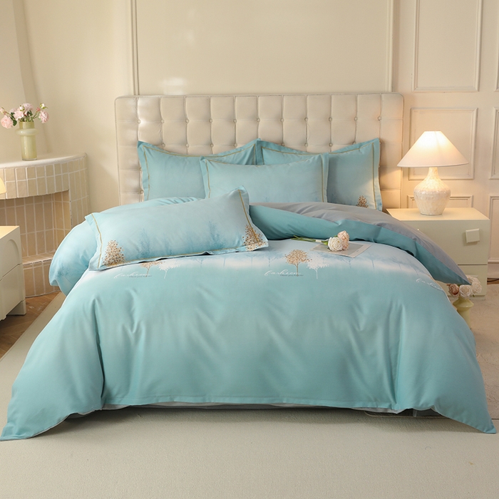 91家纺网 家纺一手货源 找家纺 帛美家纺 2025年新款加厚纯棉全棉磨毛印花四件套 影松半山