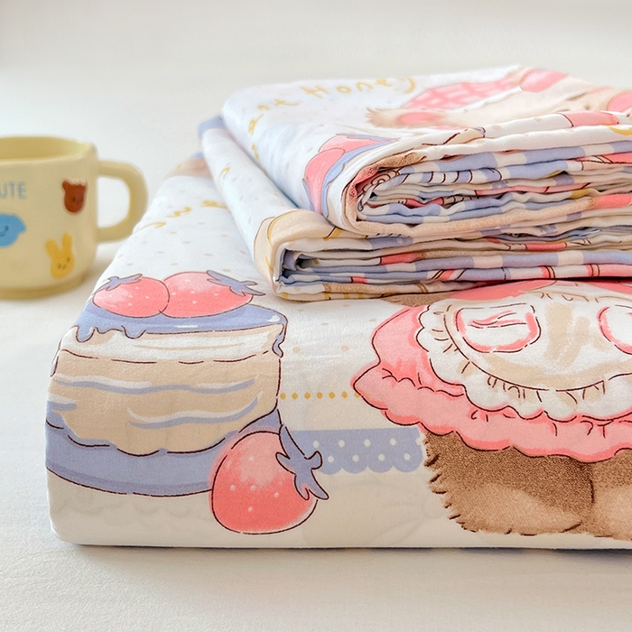 91家纺网 家纺一手货源 找家纺 优尚佳生活馆 2025新款亲肤水洗棉印花床单单品床单单件单床单 床单款-熊熊下午茶