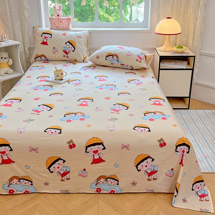优尚佳生活馆 2025新款亲肤水洗棉印花床单单品床单单件单床单 床单款-樱桃小丸子