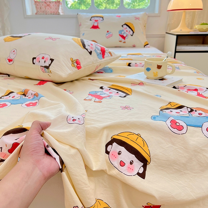91家纺网 家纺一手货源 找家纺 优尚佳生活馆 2025新款亲肤水洗棉印花床单单品床单单件单床单 床单款-樱桃小丸子