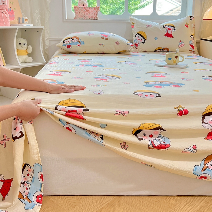 91家纺网 家纺一手货源 找家纺 优尚佳生活馆 2025新款亲肤水洗棉印花床单单品床单单件单床单 床单款-樱桃小丸子