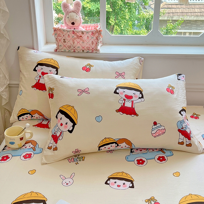 91家纺网 家纺一手货源 找家纺 优尚佳生活馆 2025新款亲肤水洗棉印花床单单品床单单件单床单 床单款-樱桃小丸子