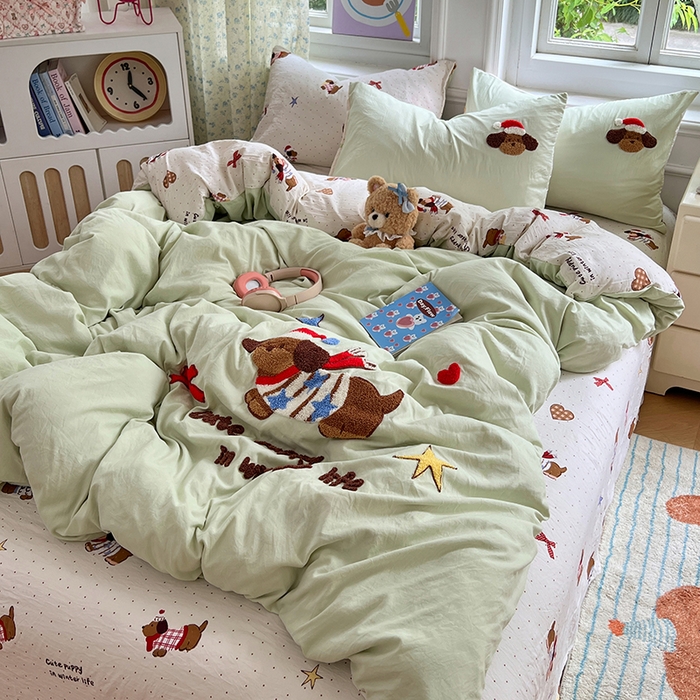 91家纺网 家纺一手货源 找家纺 （总）优尚佳生活馆 2025新款水洗棉印花毛巾绣四件套【提供买家秀】