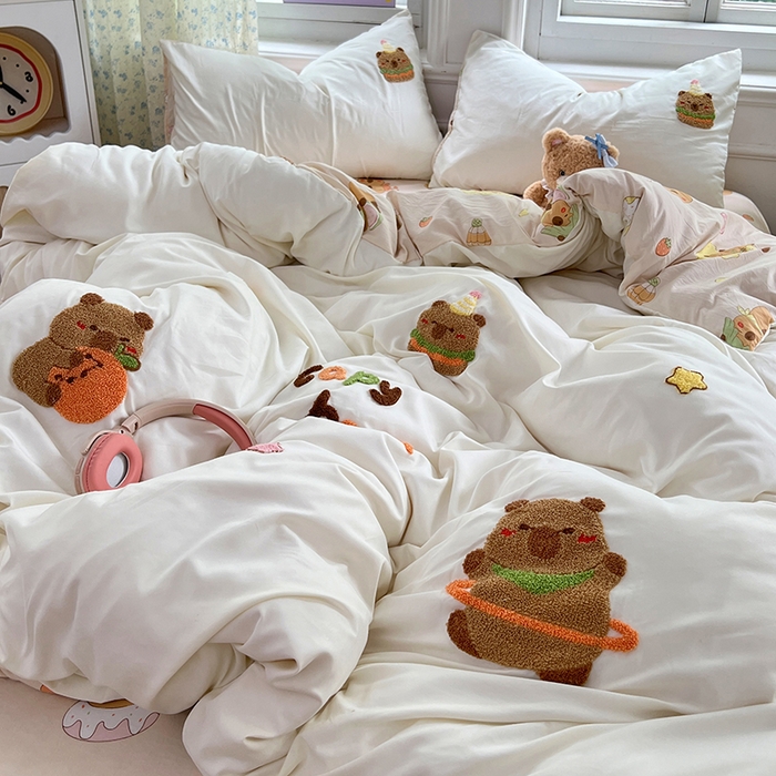 91家纺网 家纺一手货源 找家纺 （总）优尚佳生活馆 2025新款水洗棉印花毛巾绣四件套【提供买家秀】