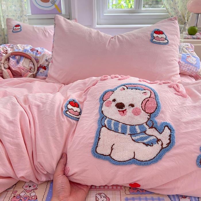 91家纺网 家纺一手货源 找家纺 优尚佳生活馆 2025新款水洗棉印花毛巾绣四件套【提供买家秀】 西高地