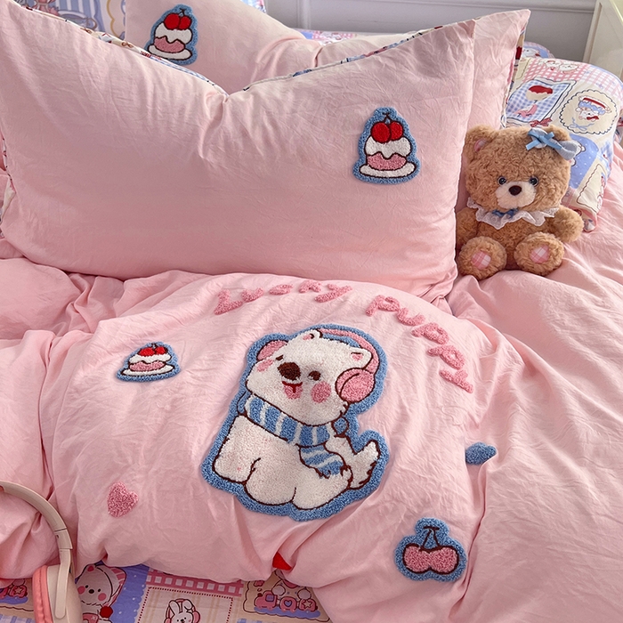 91家纺网 家纺一手货源 找家纺 优尚佳生活馆 2025新款水洗棉印花毛巾绣四件套【提供买家秀】 西高地