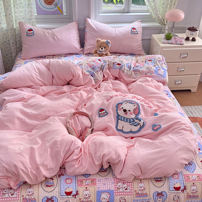 91家纺网 家纺一手货源 找家纺 优尚佳生活馆 2025新款水洗棉印花毛巾绣四件套【提供买家秀】 西高地