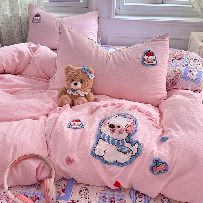 91家纺网 家纺一手货源 找家纺 优尚佳生活馆 2025新款水洗棉印花毛巾绣四件套【提供买家秀】 西高地