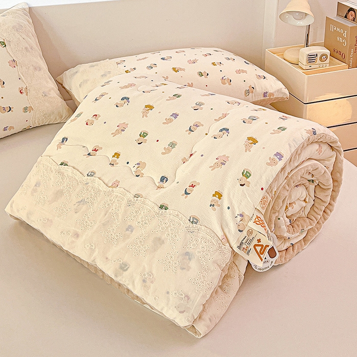 91家纺网 家纺一手货源 找家纺 （总）Mata蔓塔家 2025新款云感针织全棉纯棉花边豆豆被冬被春秋被被子被芯