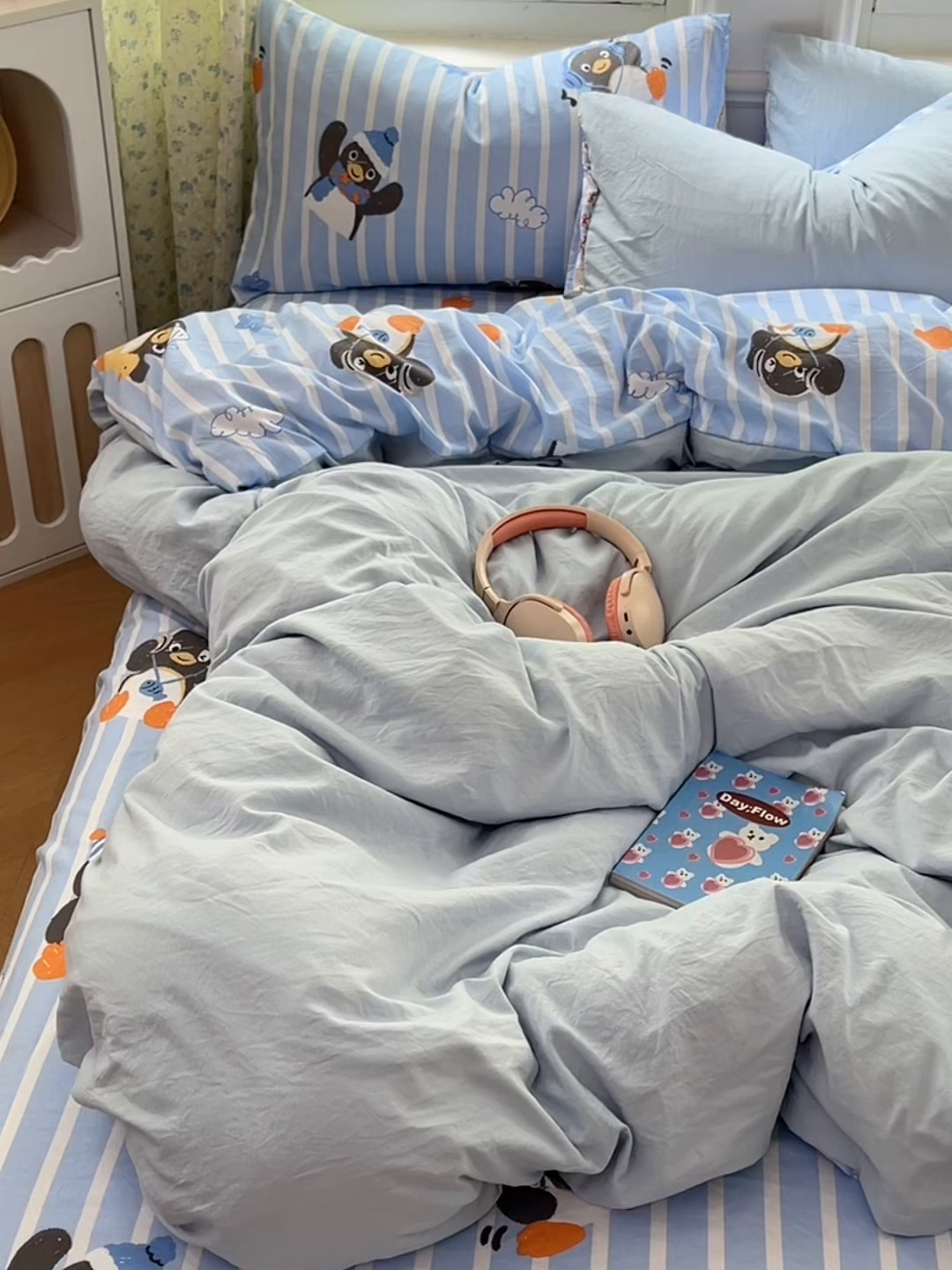 91家纺网 家纺一手货源 找家纺 优尚佳生活馆 2025新款水洗棉印花毛巾绣四件套【提供买家秀】 音乐企鹅