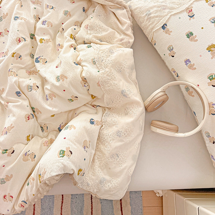 91家纺网 家纺一手货源 找家纺 （总）Mata蔓塔家 2025新款云感针织全棉纯棉花边豆豆被冬被春秋被被子被芯