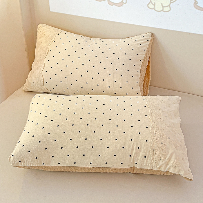 91家纺网 家纺一手货源 找家纺 Mata蔓塔家 2025新款云感针织全棉纯棉花边豆豆被冬被春秋被被子被芯 米波点