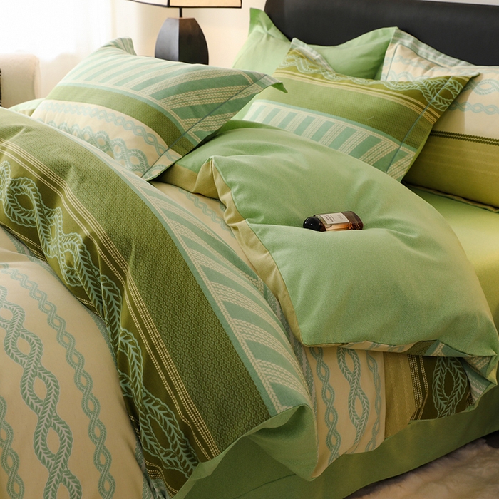 帛美家纺 2025年新款加厚纯棉全棉磨毛印花四件套 竹取