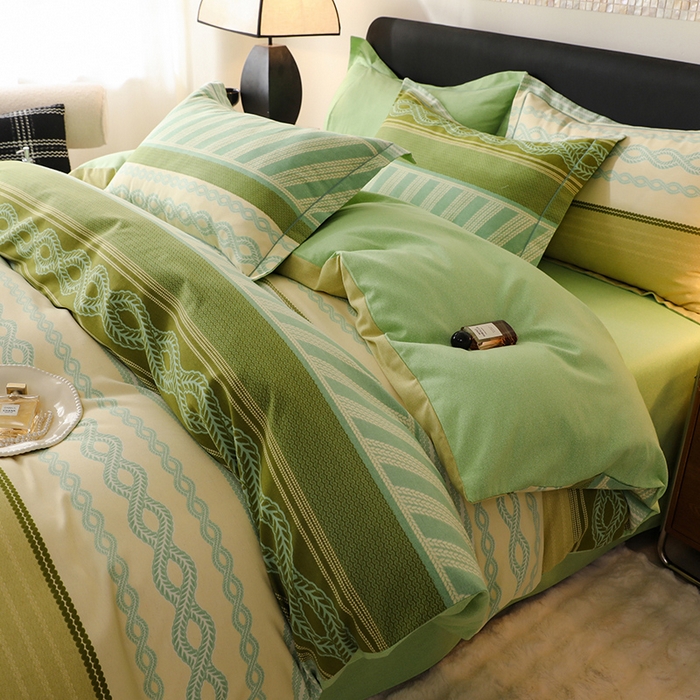 91家纺网 家纺一手货源 找家纺 帛美家纺 2025年新款加厚纯棉全棉磨毛印花四件套 竹取