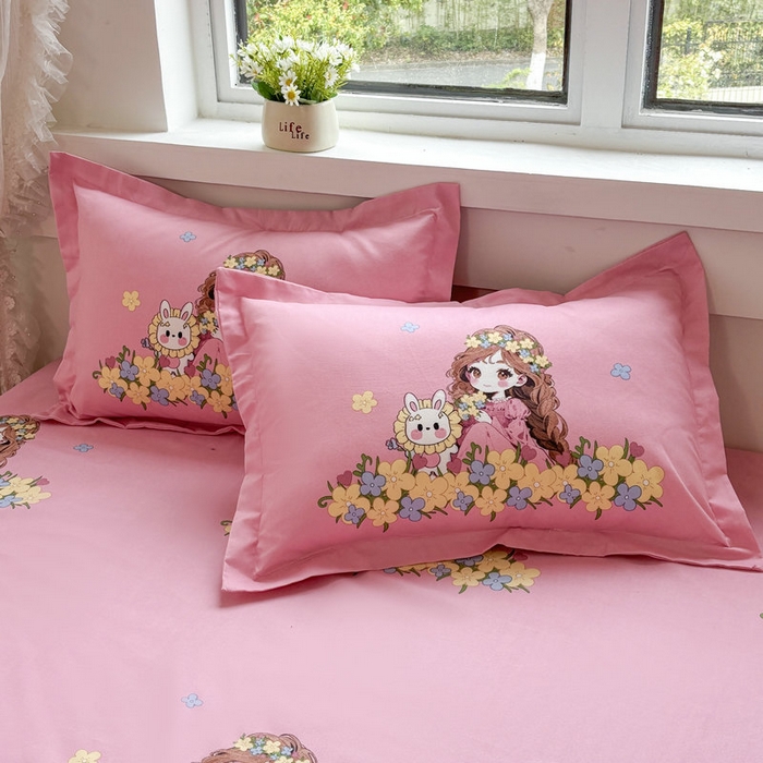 宝薇 2025卡通款加厚生态磨毛四季款枕套学生款宿舍款枕头套单枕套单品枕套单件枕套 公主小妹