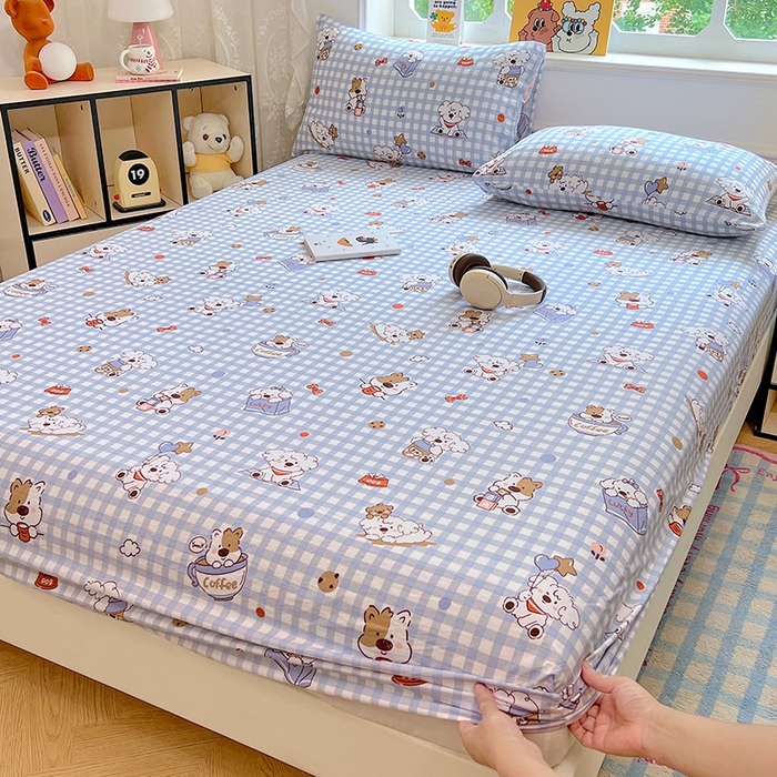 优尚佳生活馆 2025新款亲肤水洗棉印花床笠单品床笠单件单床笠 床笠款-狗狗聚会