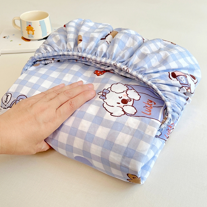 91家纺网 家纺一手货源 找家纺 优尚佳生活馆 2025新款亲肤水洗棉印花床笠单品床笠单件单床笠 床笠款-狗狗聚会