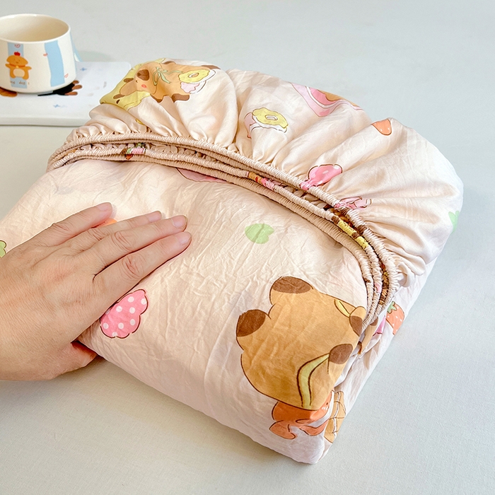 91家纺网 家纺一手货源 找家纺 优尚佳生活馆 2025新款亲肤水洗棉印花床笠单品床笠单件单床笠 床笠款-卡皮巴拉