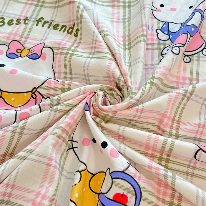 91家纺网 家纺一手货源 找家纺 优尚佳生活馆 2025新款亲肤水洗棉印花床笠单品床笠单件单床笠 床笠款-凯蒂猫