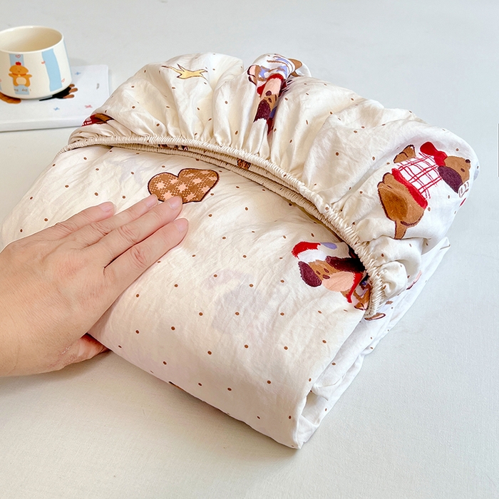 91家纺网 家纺一手货源 找家纺 优尚佳生活馆 2025新款亲肤水洗棉印花床笠单品床笠单件单床笠 床笠款-可爱腊肠狗