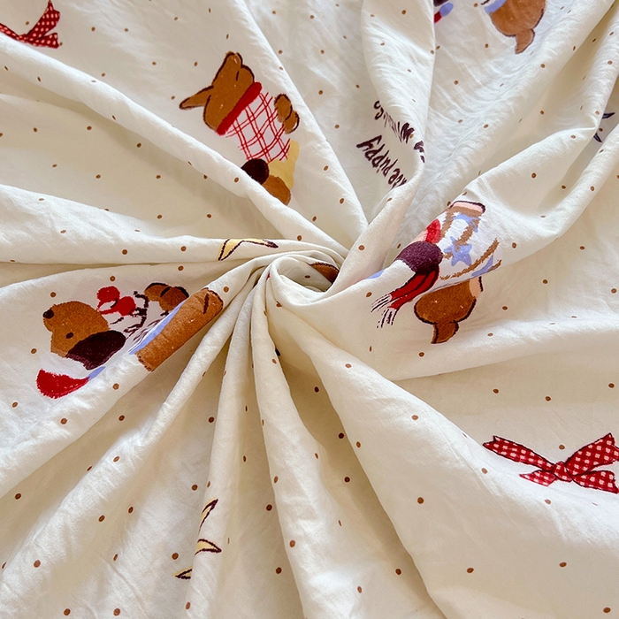 91家纺网 家纺一手货源 找家纺 优尚佳生活馆 2025新款亲肤水洗棉印花床笠单品床笠单件单床笠 床笠款-可爱腊肠狗