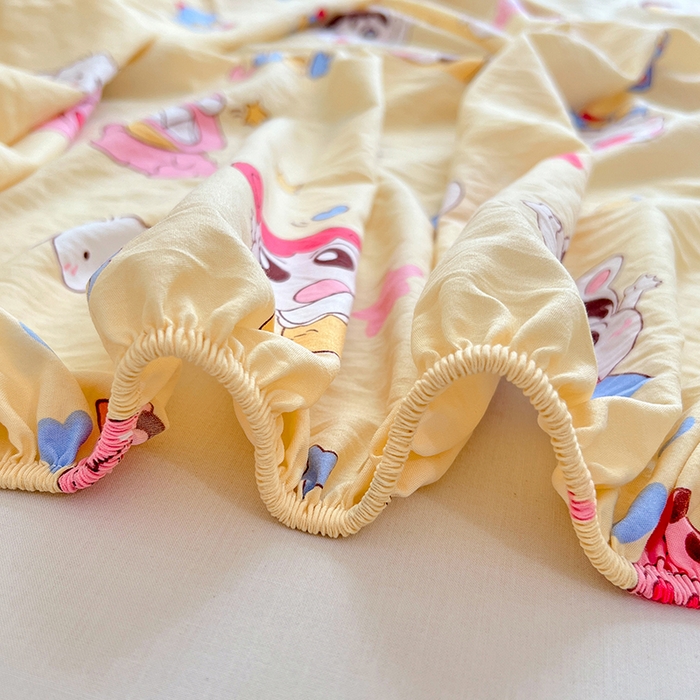 91家纺网 家纺一手货源 找家纺 优尚佳生活馆 2025新款亲肤水洗棉印花床笠单品床笠单件单床笠 床笠款-快乐小新