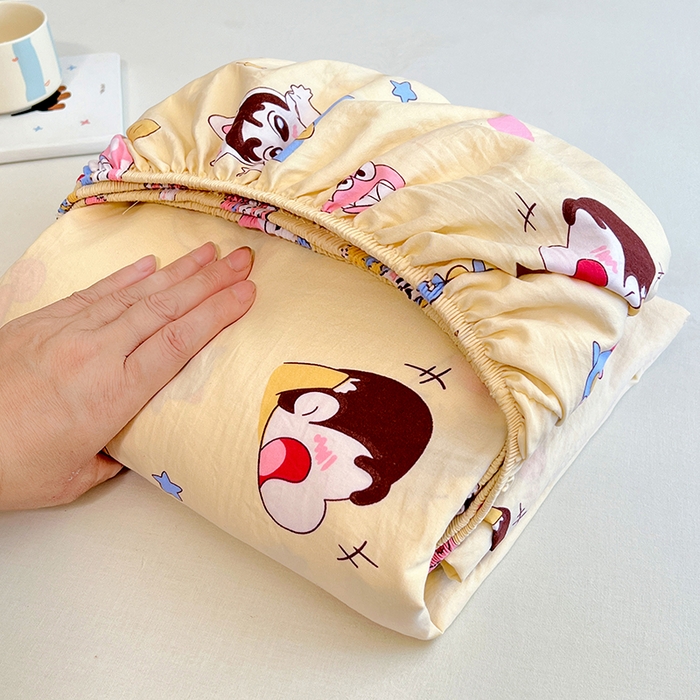 91家纺网 家纺一手货源 找家纺 优尚佳生活馆 2025新款亲肤水洗棉印花床笠单品床笠单件单床笠 床笠款-快乐小新