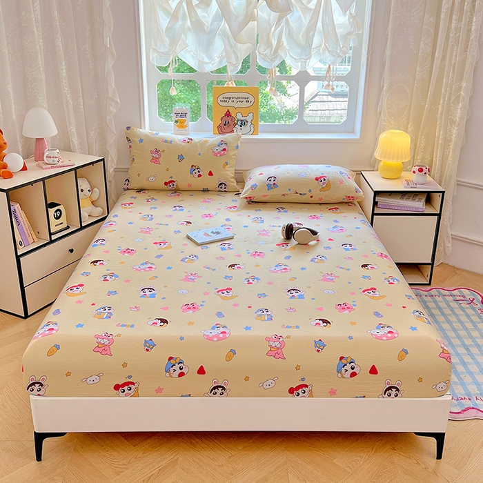 91家纺网 家纺一手货源 找家纺 优尚佳生活馆 2025新款亲肤水洗棉印花床笠单品床笠单件单床笠 床笠款-快乐小新