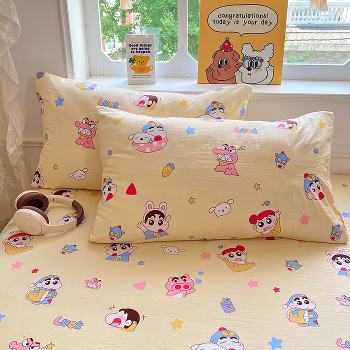 91家纺网 家纺一手货源 找家纺 优尚佳生活馆 2025新款亲肤水洗棉印花床笠单品床笠单件单床笠 床笠款-快乐小新