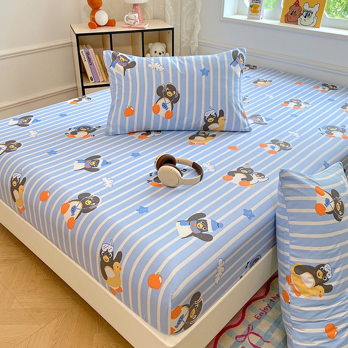 91家纺网 家纺一手货源 找家纺 优尚佳生活馆 2025新款亲肤水洗棉印花床笠单品床笠单件单床笠 床笠款-企鹅派对