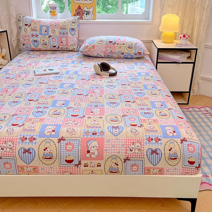 91家纺网 家纺一手货源 找家纺 优尚佳生活馆 2025新款亲肤水洗棉印花床笠单品床笠单件单床笠 床笠款-甜宠派对