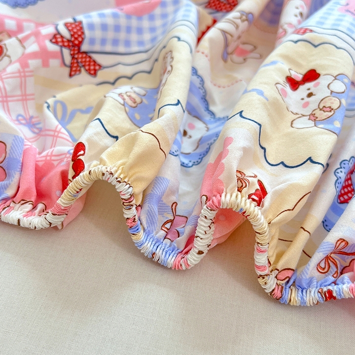 91家纺网 家纺一手货源 找家纺 优尚佳生活馆 2025新款亲肤水洗棉印花床笠单品床笠单件单床笠 床笠款-甜宠派对