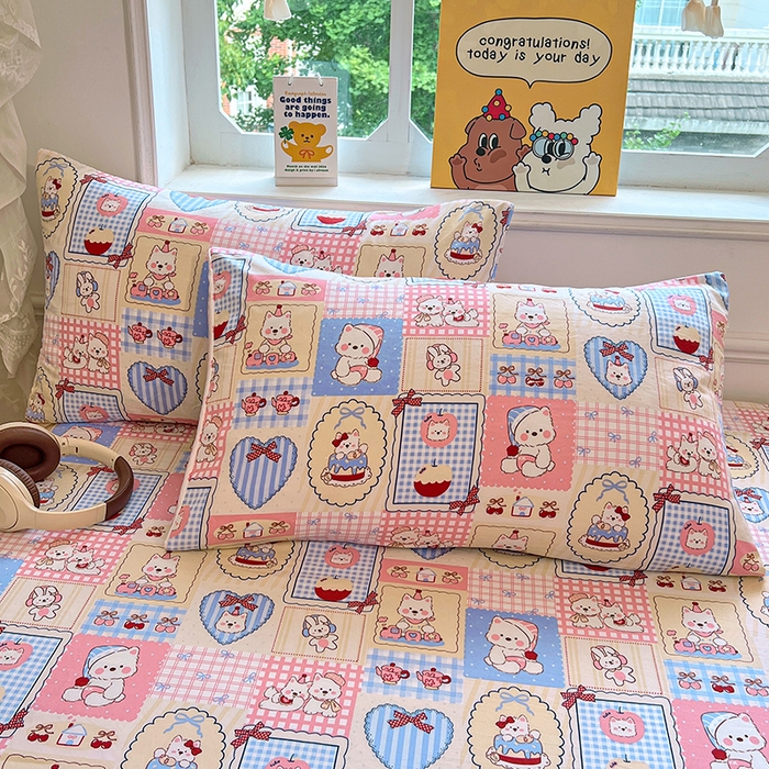 91家纺网 家纺一手货源 找家纺 优尚佳生活馆 2025新款亲肤水洗棉印花床笠单品床笠单件单床笠 床笠款-甜宠派对