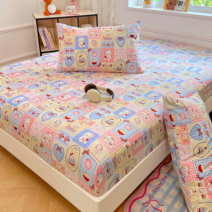 91家纺网 家纺一手货源 找家纺 优尚佳生活馆 2025新款亲肤水洗棉印花床笠单品床笠单件单床笠 床笠款-甜宠派对