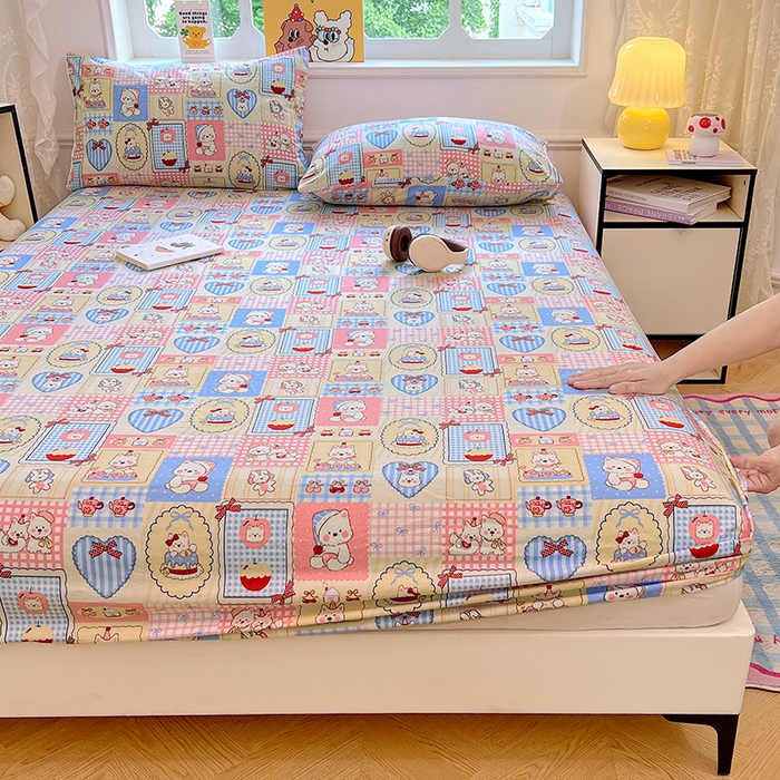 91家纺网 家纺一手货源 找家纺 优尚佳生活馆 2025新款亲肤水洗棉印花床笠单品床笠单件单床笠 床笠款-甜宠派对