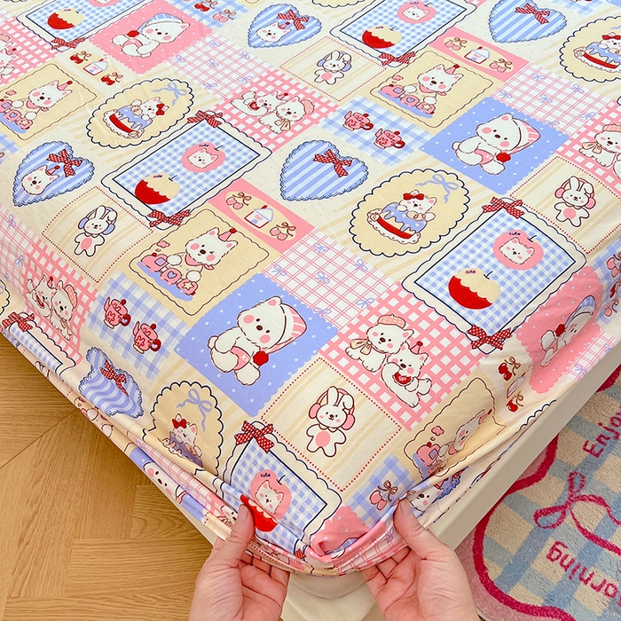 91家纺网 家纺一手货源 找家纺 优尚佳生活馆 2025新款亲肤水洗棉印花床笠单品床笠单件单床笠 床笠款-甜宠派对