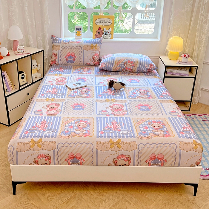 91家纺网 家纺一手货源 找家纺 优尚佳生活馆 2025新款亲肤水洗棉印花床笠单品床笠单件单床笠 床笠款-熊熊下午茶