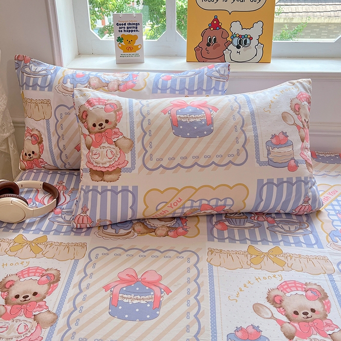 91家纺网 家纺一手货源 找家纺 优尚佳生活馆 2025新款亲肤水洗棉印花床笠单品床笠单件单床笠 床笠款-熊熊下午茶