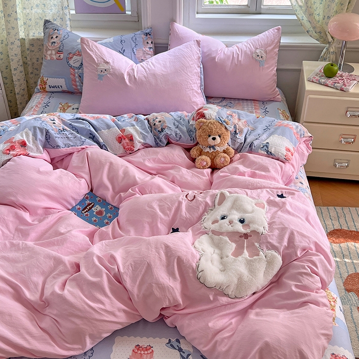 91家纺网 家纺一手货源 找家纺 （总）优佳优品 2025新款水洗棉印花贴布绣四件套【提供买家秀】