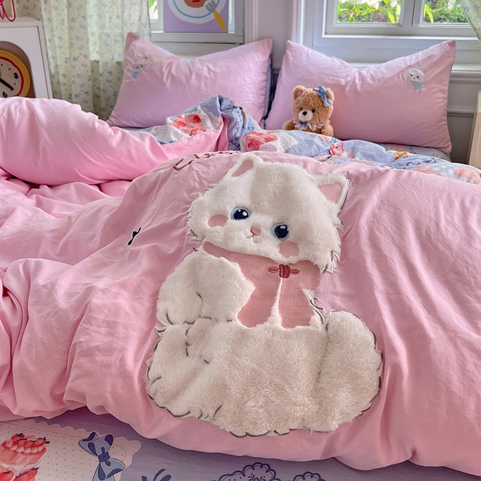 91家纺网 家纺一手货源 找家纺 优佳优品 2025新款水洗棉印花贴布绣四件套【提供买家秀】 安吉拉